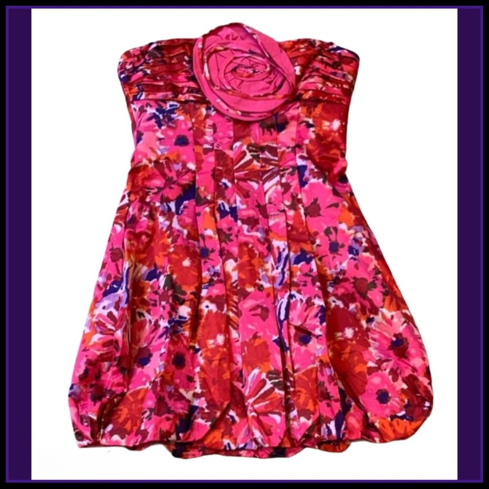 NWT BCBGMAXZRIA BEGONIA COMBO PINK SATEEN DRESS 0 - Picture 12 of 16